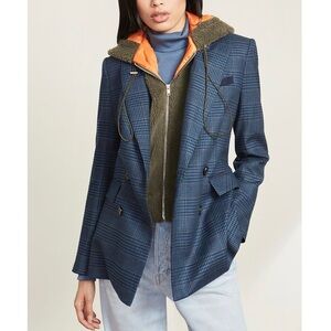 Veronica Beard Dickey Plaid Wool-Blend Ellette Double-Breasted Blazer Jacket